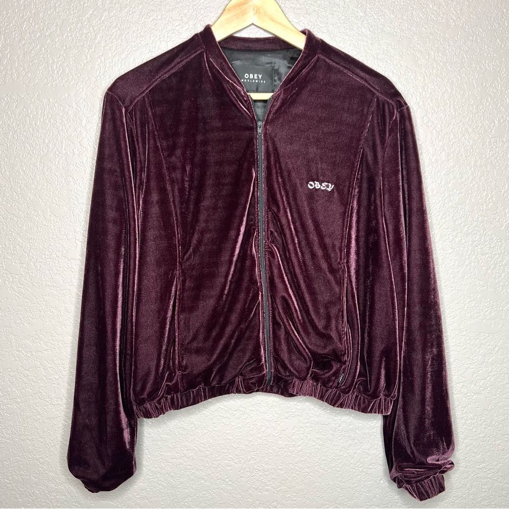 Obey Sabre Velvet Velour Bomber Jacket